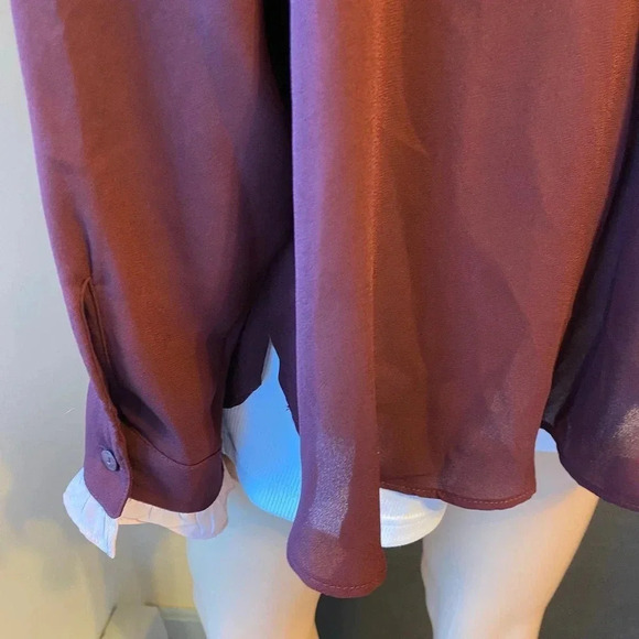 Worthington Silky Button Up Shirt Blouse Women Plus Size 2X Ruffle Neck & Sleeve - Picture 7 of 7